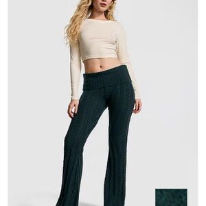Victoria's Secret Dark Teal Wide-Leg Knit Pants